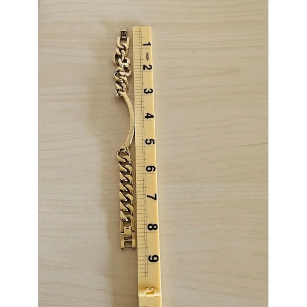 Elgin Men Gold Tone Crystal Watch and Bracelet Set Stainless Steel Analog